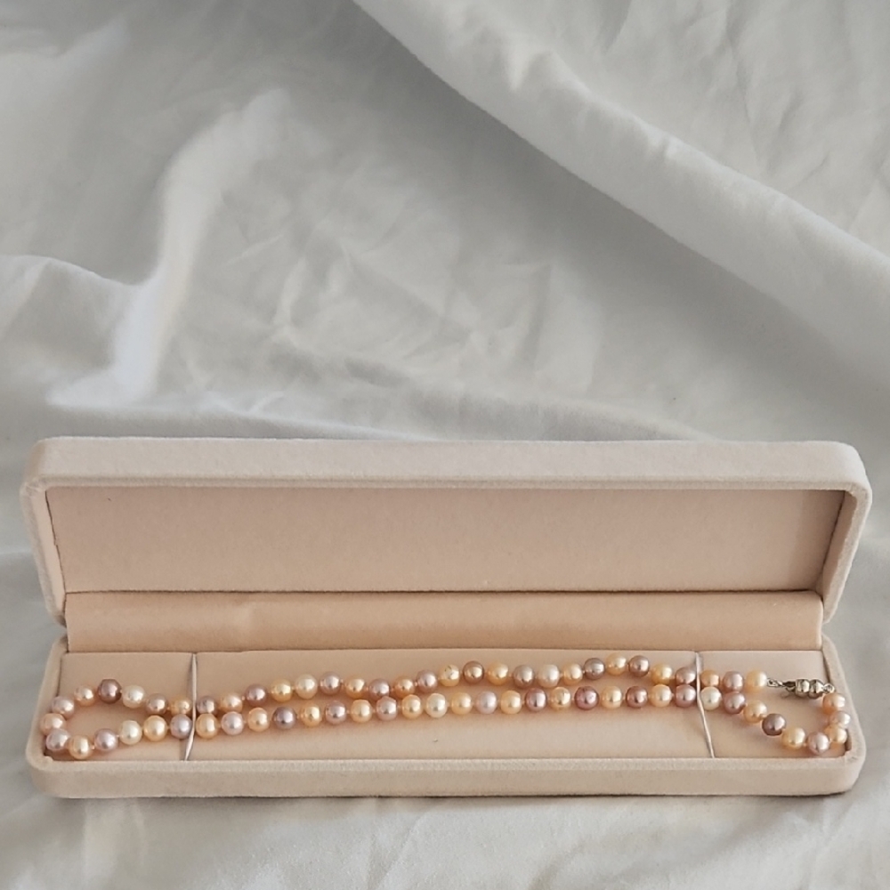 Cream and Pink Freshwater Pearl Necklace